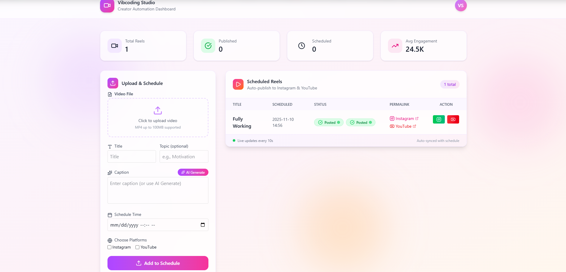 ShortSync – Multi-Platform Reel Scheduler